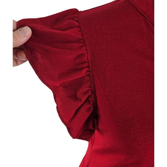 Anrabess Womens Flowy Tiered Boho Red Dress Casual & Comfortable Size Small - Picture 10 of 12